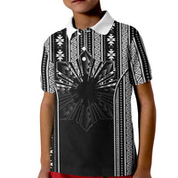 Mabuhay Philippines Festival Kid Polo Shirt Filipino Map Black White Igorot Pattern