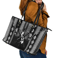 Mabuhay Philippines Festival Leather Tote Bag Filipino Map Black White Igorot Pattern