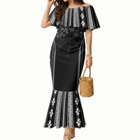 Mabuhay Philippines Festival Mermaid Dress Filipino Map Black White Igorot Pattern