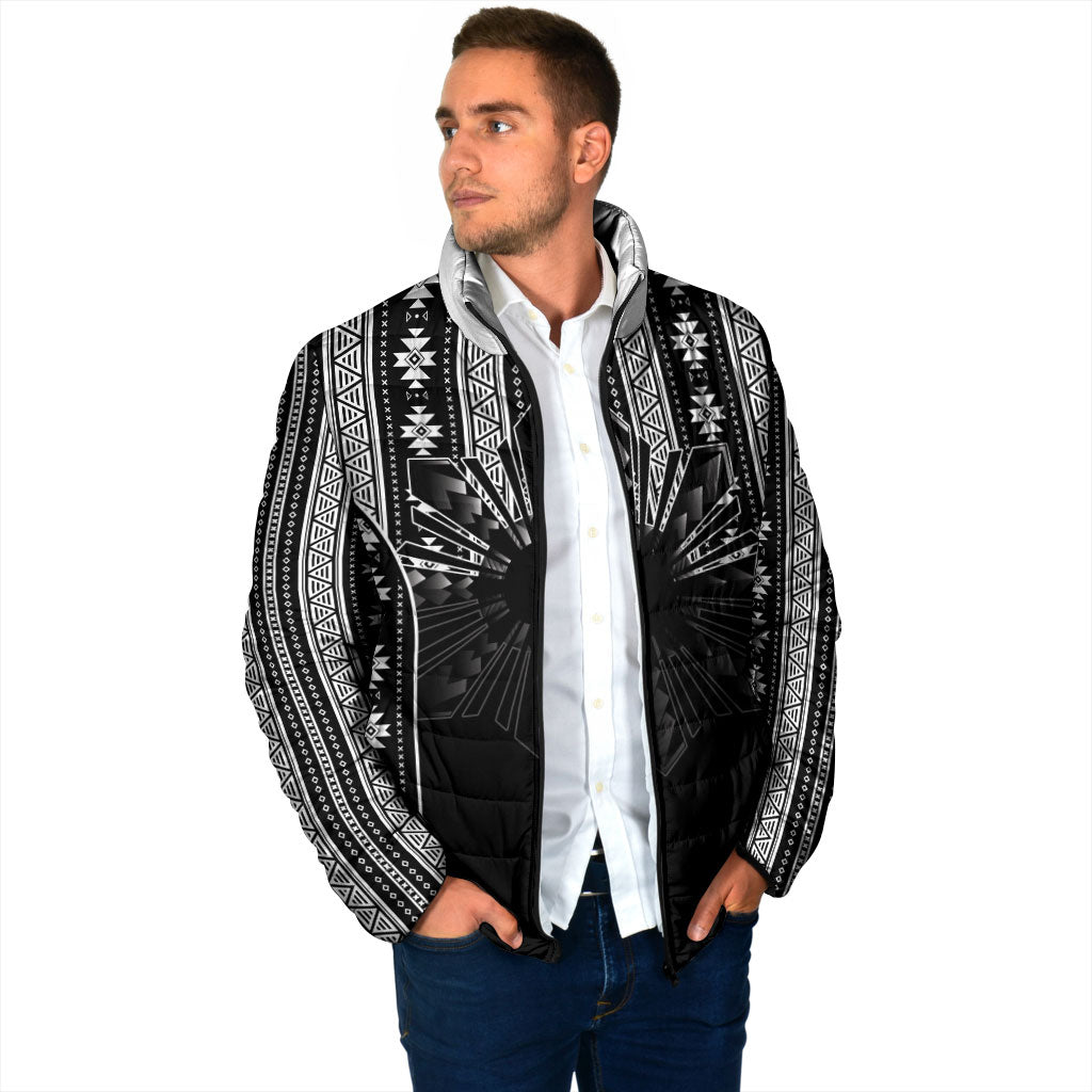Mabuhay Philippines Festival Padded Jacket Filipino Map Black White Igorot Pattern