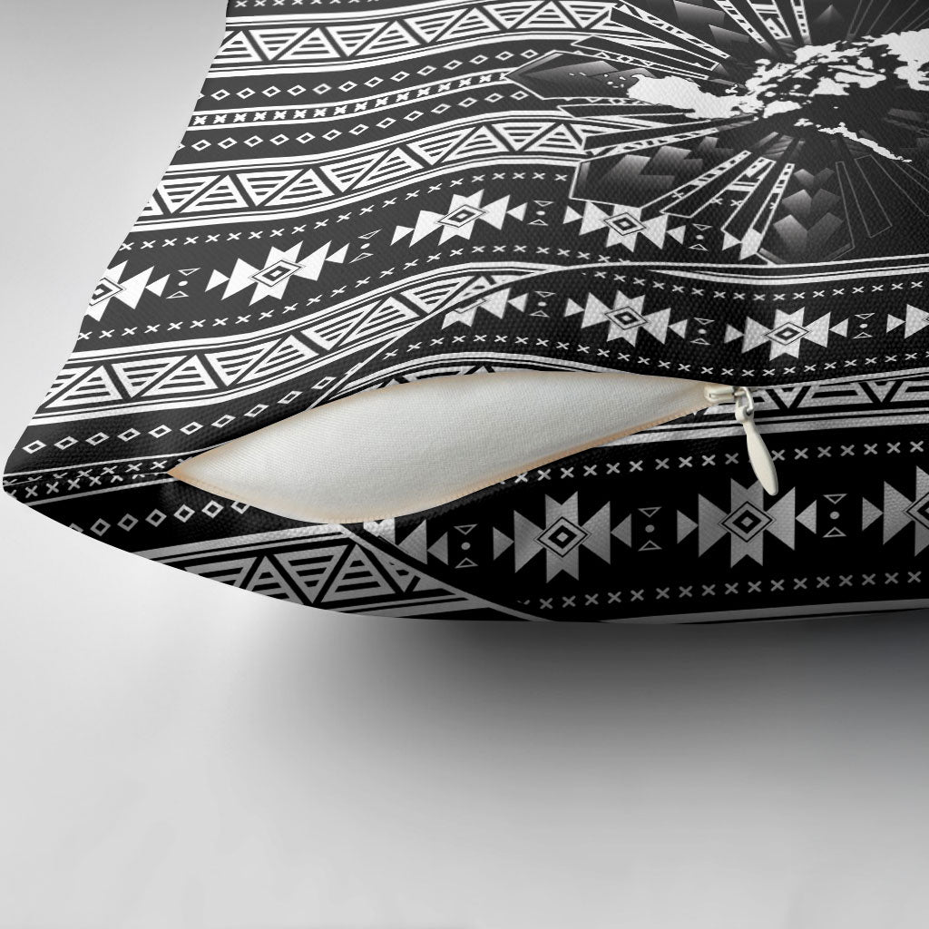 Mabuhay Philippines Festival Pillow Cover Filipino Map Black White Igorot Pattern