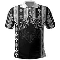 Mabuhay Philippines Festival Polo Shirt Filipino Map Black White Igorot Pattern