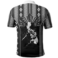 Mabuhay Philippines Festival Polo Shirt Filipino Map Black White Igorot Pattern
