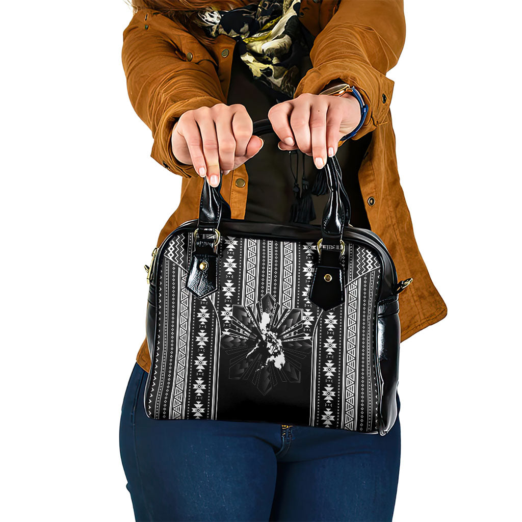 Mabuhay Philippines Festival Shoulder Handbag Filipino Map Black White Igorot Pattern
