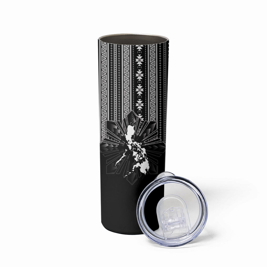 Mabuhay Philippines Festival Skinny Tumbler Filipino Map Black White Igorot Pattern