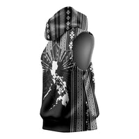 Mabuhay Philippines Festival Sleeveless Hoodie Filipino Map Black White Igorot Pattern