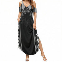 Mabuhay Philippines Festival Summer Maxi Dress Filipino Map Black White Igorot Pattern