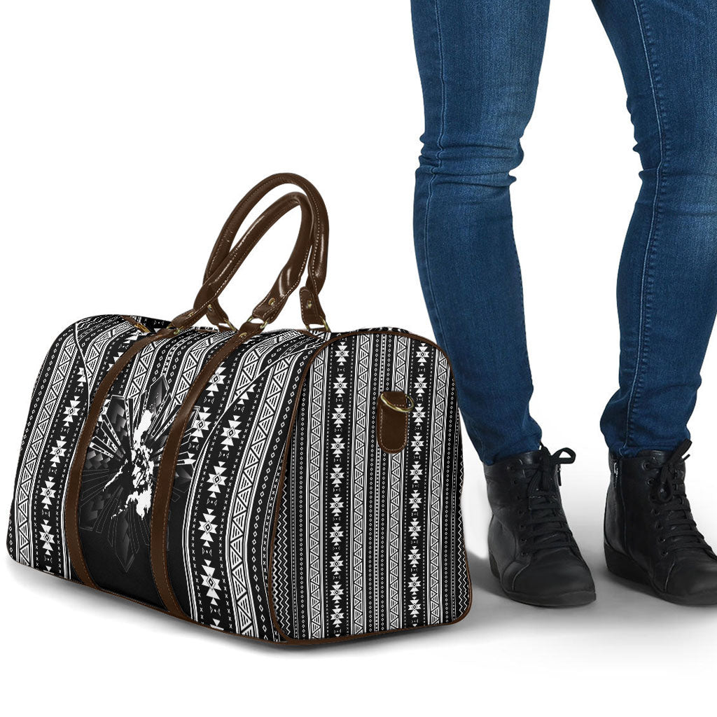 Mabuhay Philippines Festival Travel Bag Filipino Map Black White Igorot Pattern