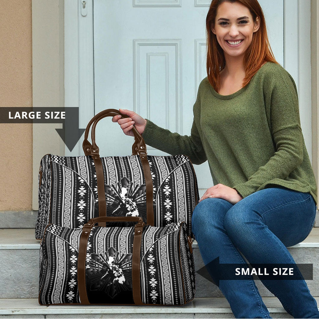Mabuhay Philippines Festival Travel Bag Filipino Map Black White Igorot Pattern
