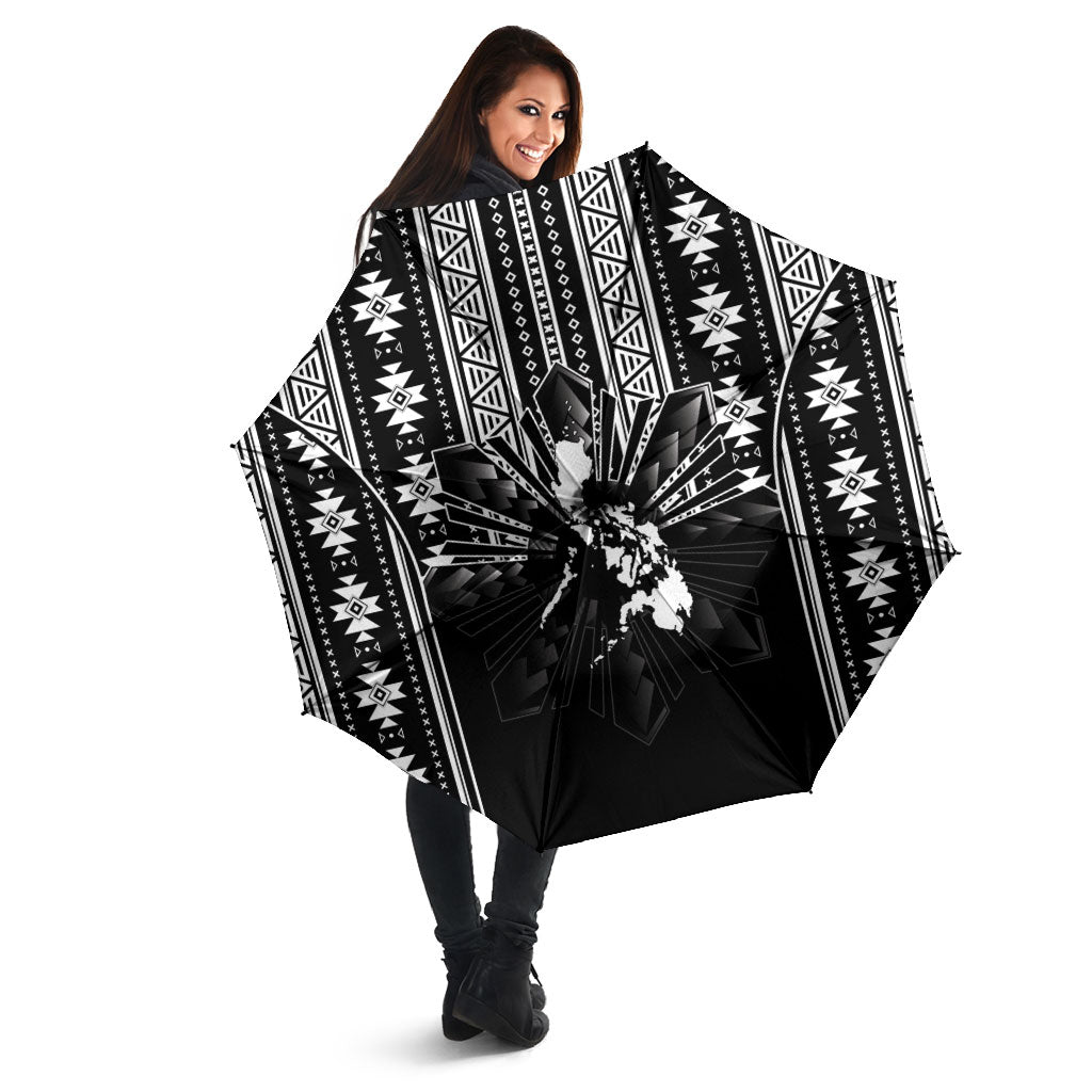 Mabuhay Philippines Festival Umbrella Filipino Map Black White Igorot Pattern