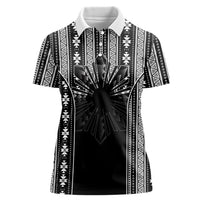 Mabuhay Philippines Festival Women Polo Shirt Filipino Map Black White Igorot Pattern