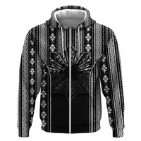 Mabuhay Philippines Festival Zip Hoodie Filipino Map Black White Igorot Pattern