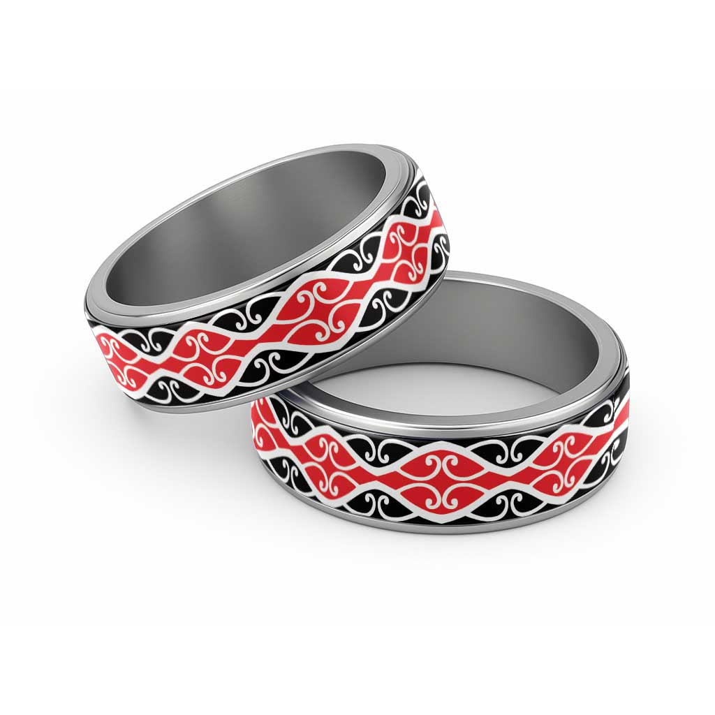 New Zealand Patiki Kowhaiwhai Motif Classic Ring - Polynesian Pride