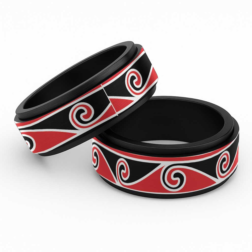 New Zealand Koru Kowhaiwhai Motif Spinner Ring - Polynesian Pride