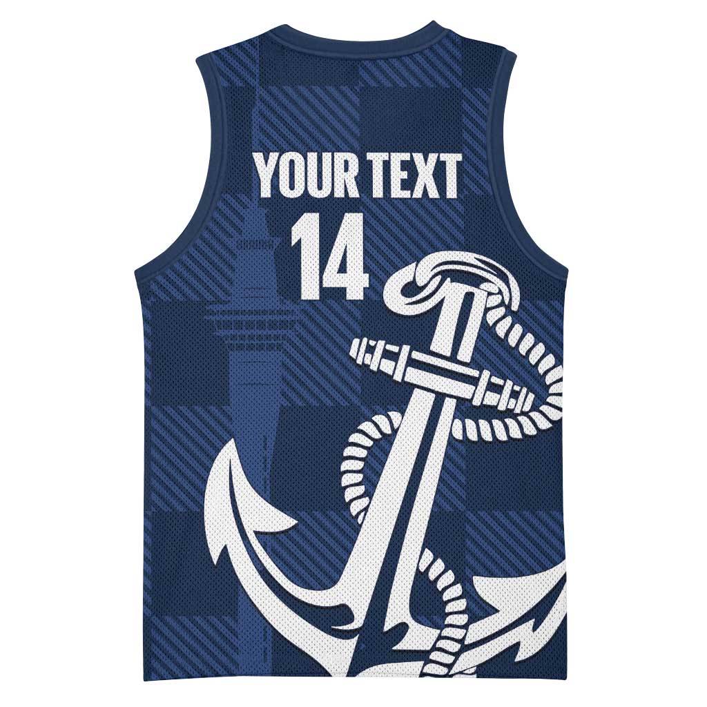New Zealand Auckland Football Custom Basketball Jersey Navy Blue City Anchor Sky Tower Symbol - Polynesian Pride