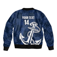 New Zealand Auckland Football Custom Bomber Jacket Navy Blue City Anchor Sky Tower Symbol LT14 - Polynesian Pride