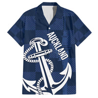 New Zealand Auckland Football Custom Hawaiian Shirt Navy Blue City Anchor Sky Tower Symbol - Polynesian Pride