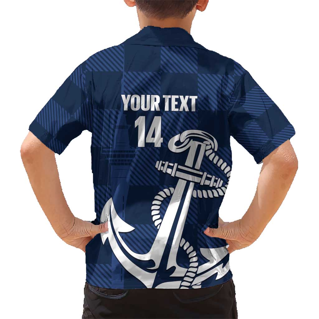 New Zealand Auckland Football Custom Hawaiian Shirt Navy Blue City Anchor Sky Tower Symbol - Polynesian Pride