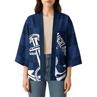 New Zealand Auckland Football Custom Kimono Navy Blue City Anchor Sky Tower Symbol - Polynesian Pride