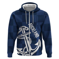 New Zealand Auckland Football Custom Zip Hoodie Navy Blue City Anchor Sky Tower Symbol - Polynesian Pride