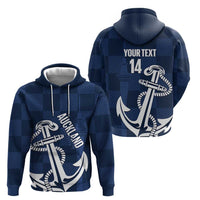 New Zealand Auckland Football Custom Zip Hoodie Navy Blue City Anchor Sky Tower Symbol - Polynesian Pride