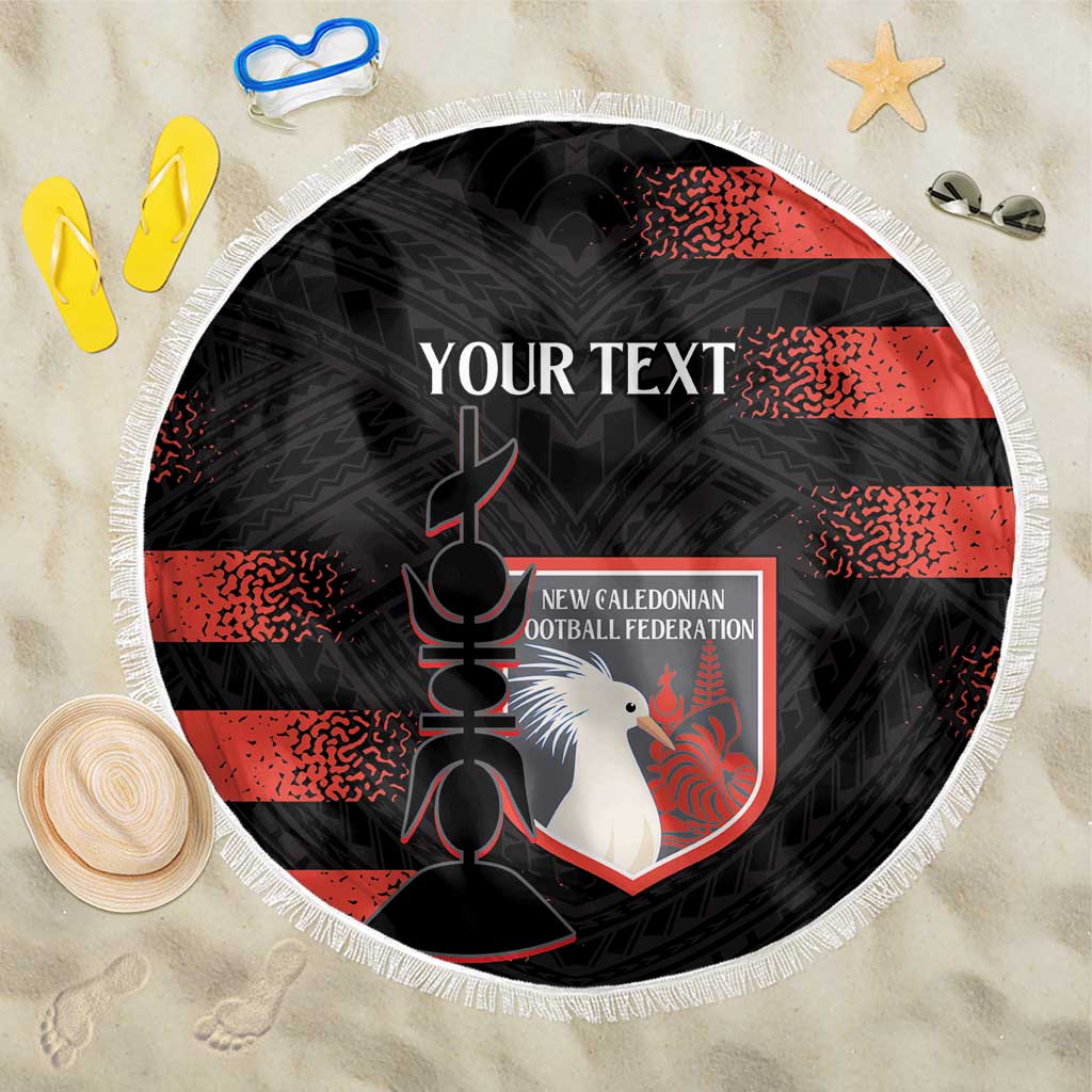 Custom New Caledonia Football Beach Blanket Allez Les Cagous Polynesian Pattern LT14 One Size 150cm Black - Polynesian Pride