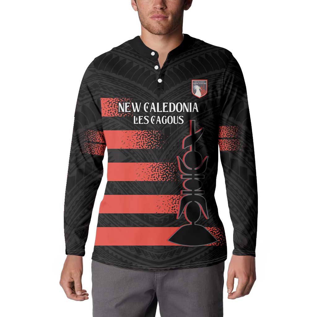 Custom New Caledonia Football Button Sweatshirt Allez Les Cagous Polynesian Pattern LT14 - Polynesian Pride
