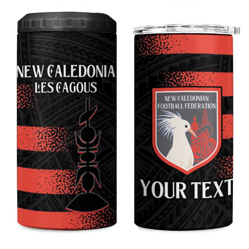 Custom New Caledonia Football 4 in 1 Can Cooler Tumbler Allez Les Cagous Polynesian Pattern LT14 One Size: 16 oz Black - Polynesian Pride