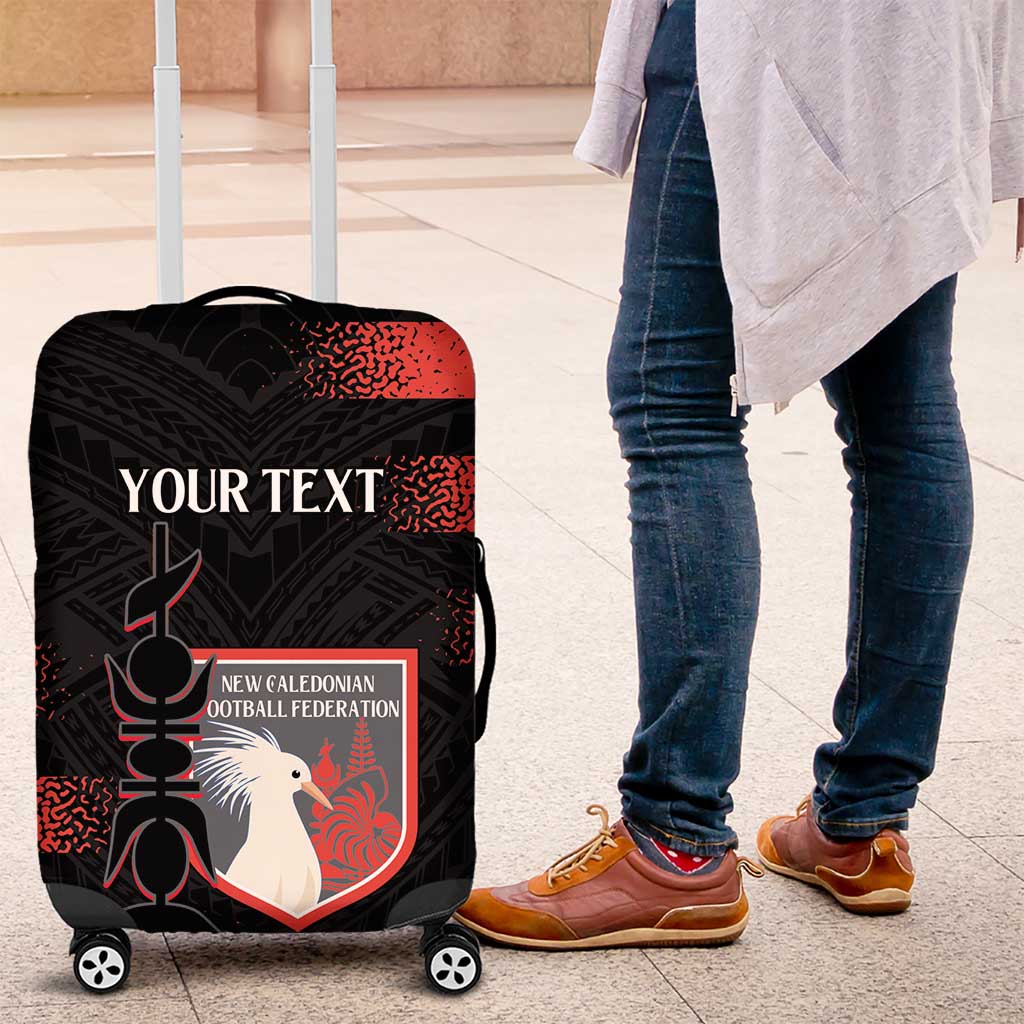 Custom New Caledonia Football Luggage Cover Allez Les Cagous Polynesian Pattern LT14 Black - Polynesian Pride