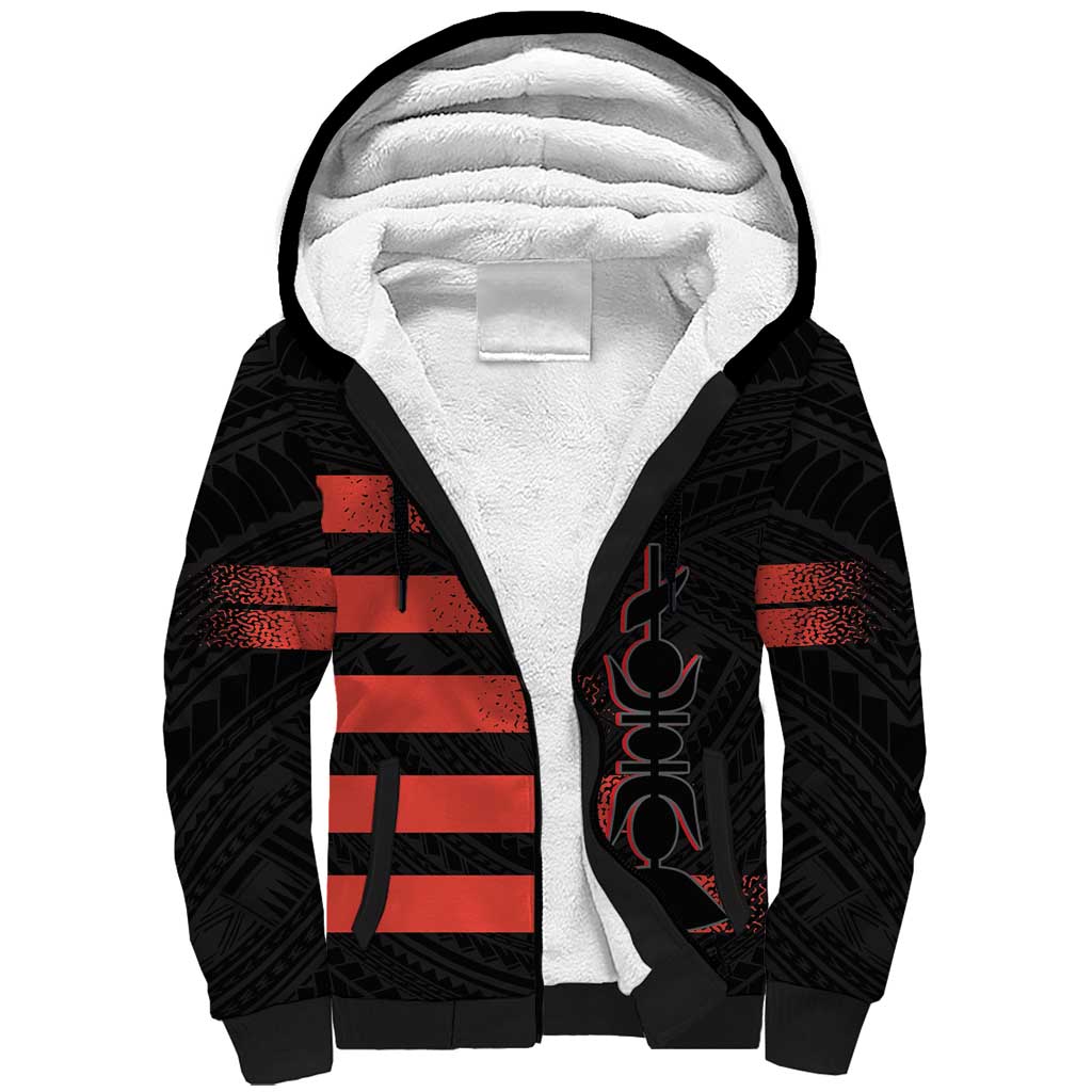 Custom New Caledonia Football Sherpa Hoodie Allez Les Cagous Polynesian Pattern LT14 Unisex Black - Polynesian Pride