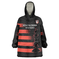 Custom New Caledonia Football Wearable Blanket Hoodie Allez Les Cagous Polynesian Pattern LT14 One Size Black - Polynesian Pride