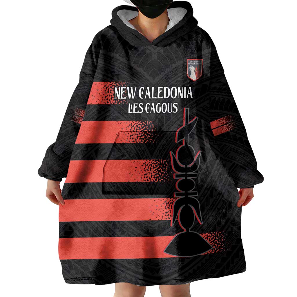 Custom New Caledonia Football Wearable Blanket Hoodie Allez Les Cagous Polynesian Pattern LT14 - Polynesian Pride