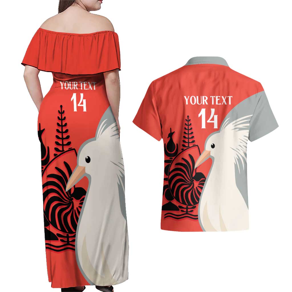 Custom Nouvelle-Caledonie Football Couples Matching Off Shoulder Maxi Dress and Hawaiian Shirt Allez Les Cagous Simple Style