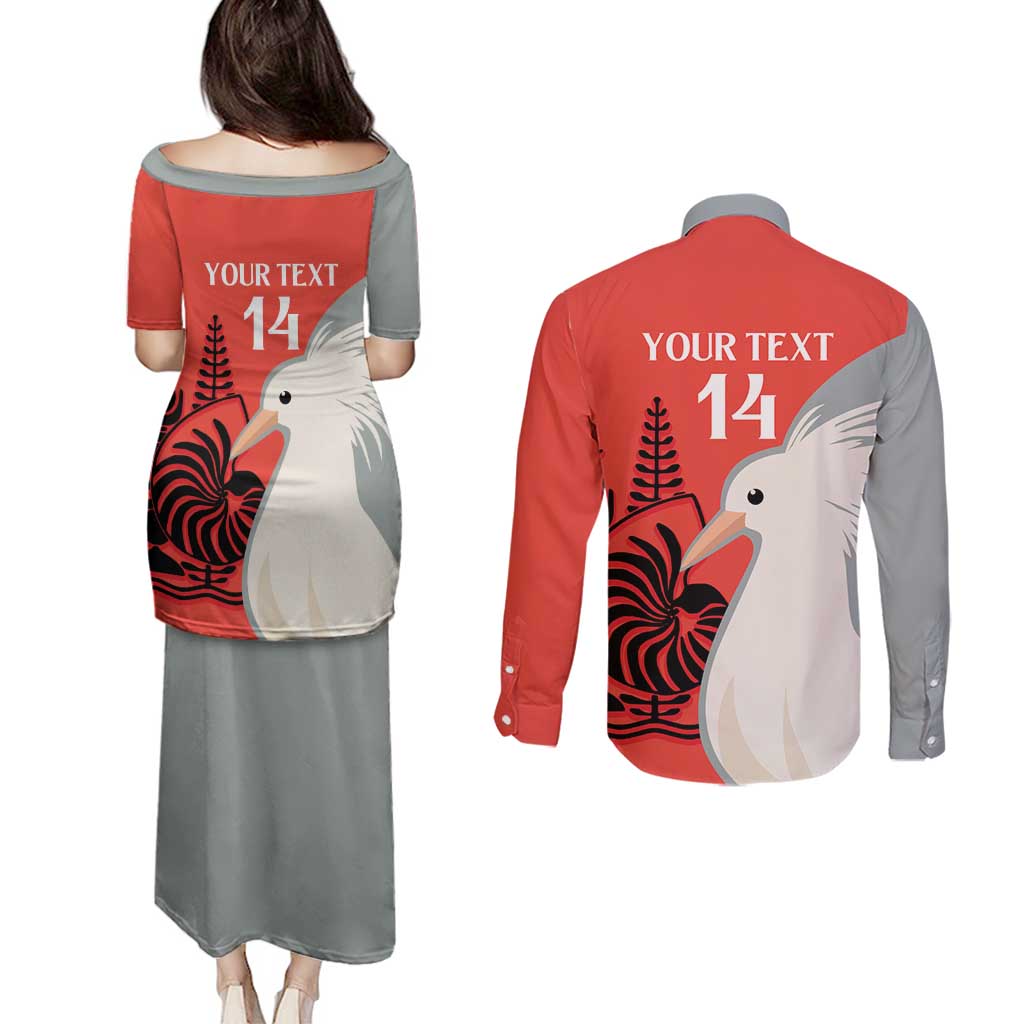 Custom Nouvelle-Caledonie Football Couples Matching Puletasi and Long Sleeve Button Shirt Allez Les Cagous Simple Style