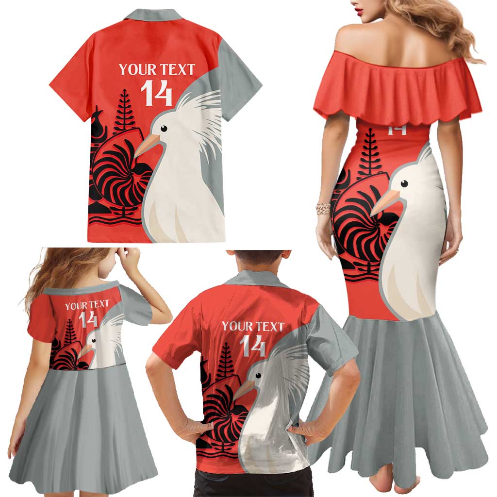 Custom Nouvelle-Caledonie Football Family Matching Mermaid Dress and Hawaiian Shirt Allez Les Cagous Simple Style