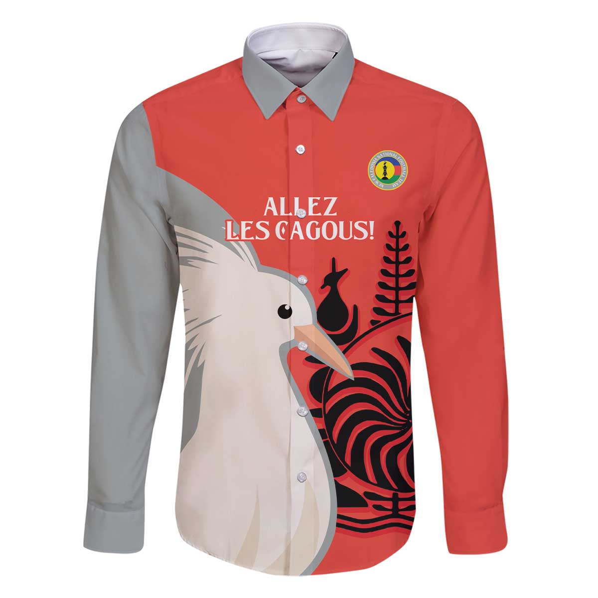 Custom Nouvelle-Caledonie Football Family Matching Off The Shoulder Long Sleeve Dress and Hawaiian Shirt Allez Les Cagous Simple Style