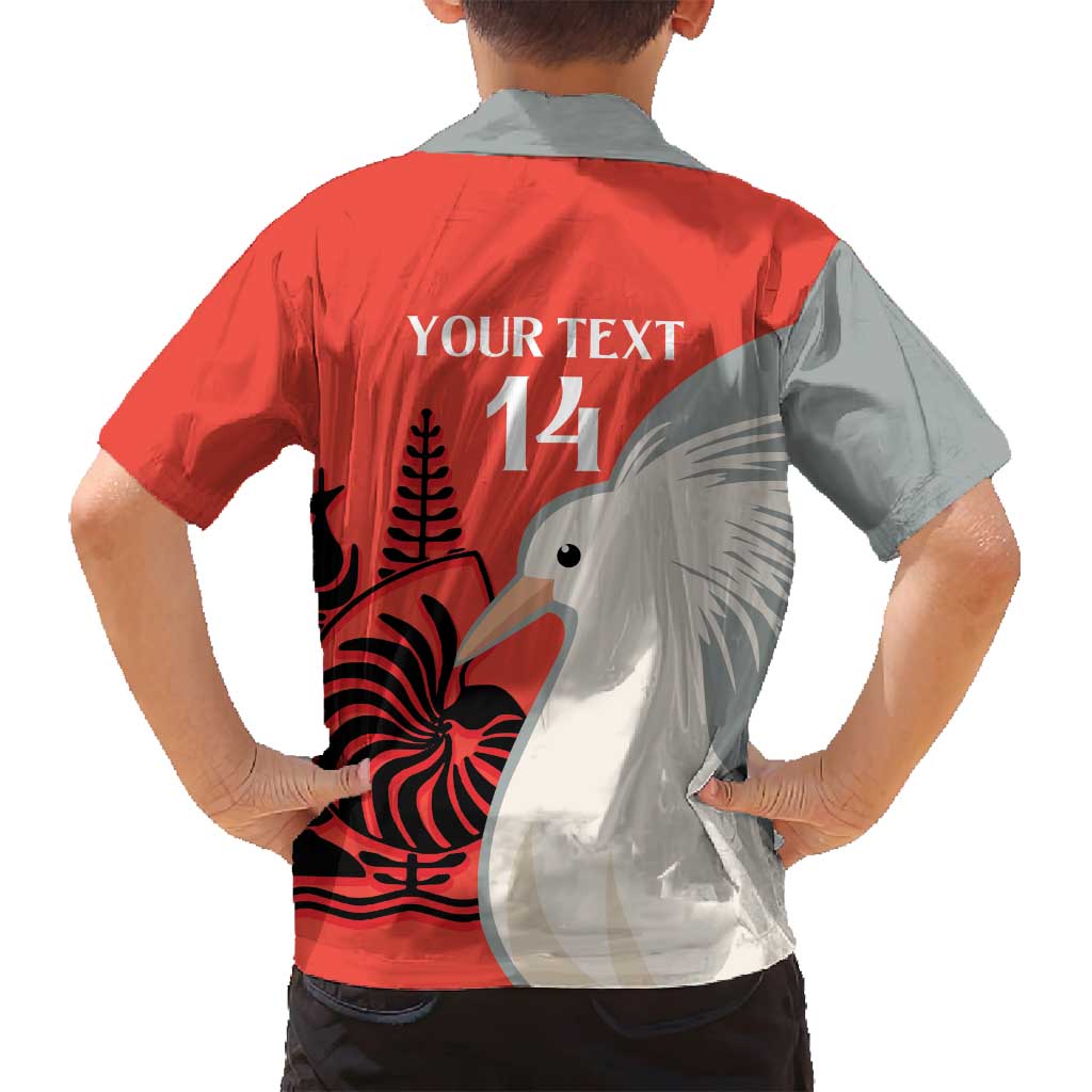 Custom Nouvelle-Caledonie Football Family Matching Off Shoulder Short Dress and Hawaiian Shirt Allez Les Cagous Simple Style