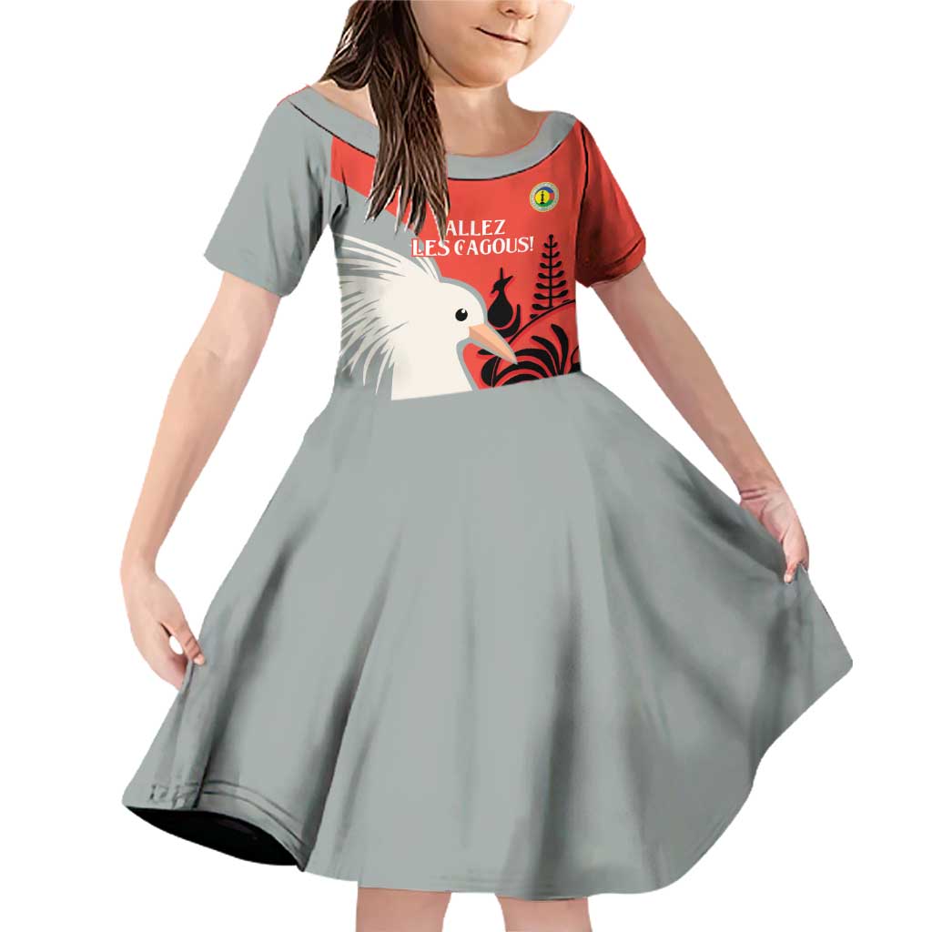 Custom Nouvelle-Caledonie Football Family Matching Off Shoulder Short Dress and Hawaiian Shirt Allez Les Cagous Simple Style