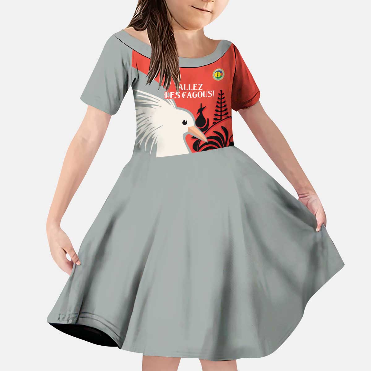 Custom Nouvelle-Caledonie Football Kid Short Sleeve Dress Allez Les Cagous Simple Style