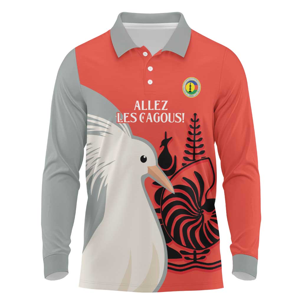 Custom Nouvelle-Caledonie Football Long Sleeve Polo Shirt Allez Les Cagous Simple Style
