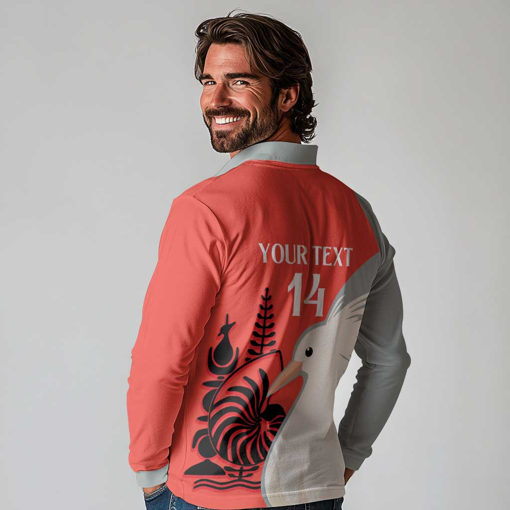 Custom Nouvelle-Caledonie Football Long Sleeve Polo Shirt Allez Les Cagous Simple Style