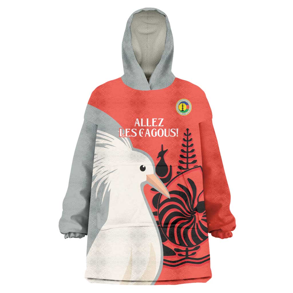 Custom Nouvelle-Caledonie Football Wearable Blanket Hoodie Allez Les Cagous Simple Style LT14 One Size Red - Polynesian Pride