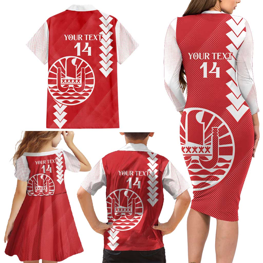 Custom Tahiti Football Family Matching Long Sleeve Bodycon Dress and Hawaiian Shirt Go Toa Aito