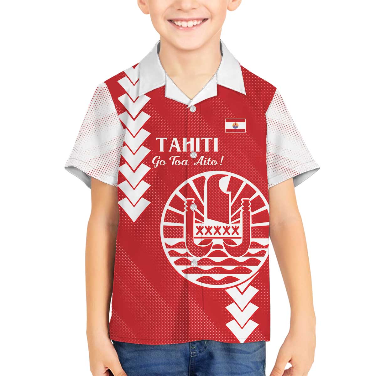 Custom Tahiti Football Family Matching Off The Shoulder Long Sleeve Dress and Hawaiian Shirt Go Toa Aito