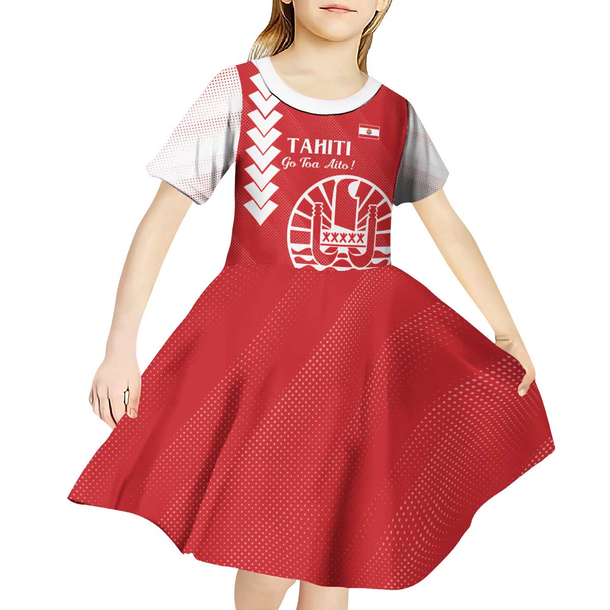 Custom Tahiti Football Kid Short Sleeve Dress Go Toa Aito