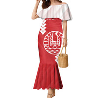 Custom Tahiti Football Mermaid Dress Go Toa Aito LT14 Women Red - Polynesian Pride