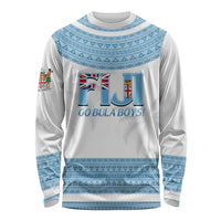 Custom Fiji Tapa Football Long Sleeve Shirt Go Bula Boy! LT14 Unisex White - Polynesian Pride