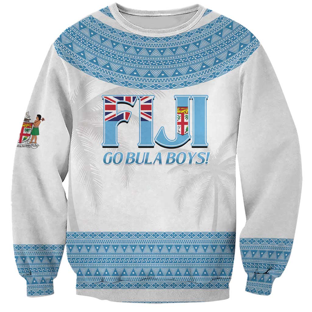 Custom Fiji Tapa Football Sweatshirt Go Bula Boy! LT14 Unisex White - Polynesian Pride