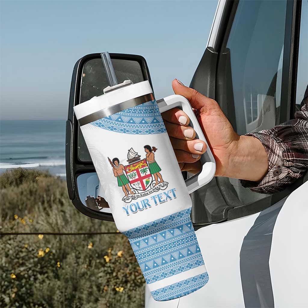 Custom Fiji Tapa Football Tumbler With Handle Go Bula Boy!