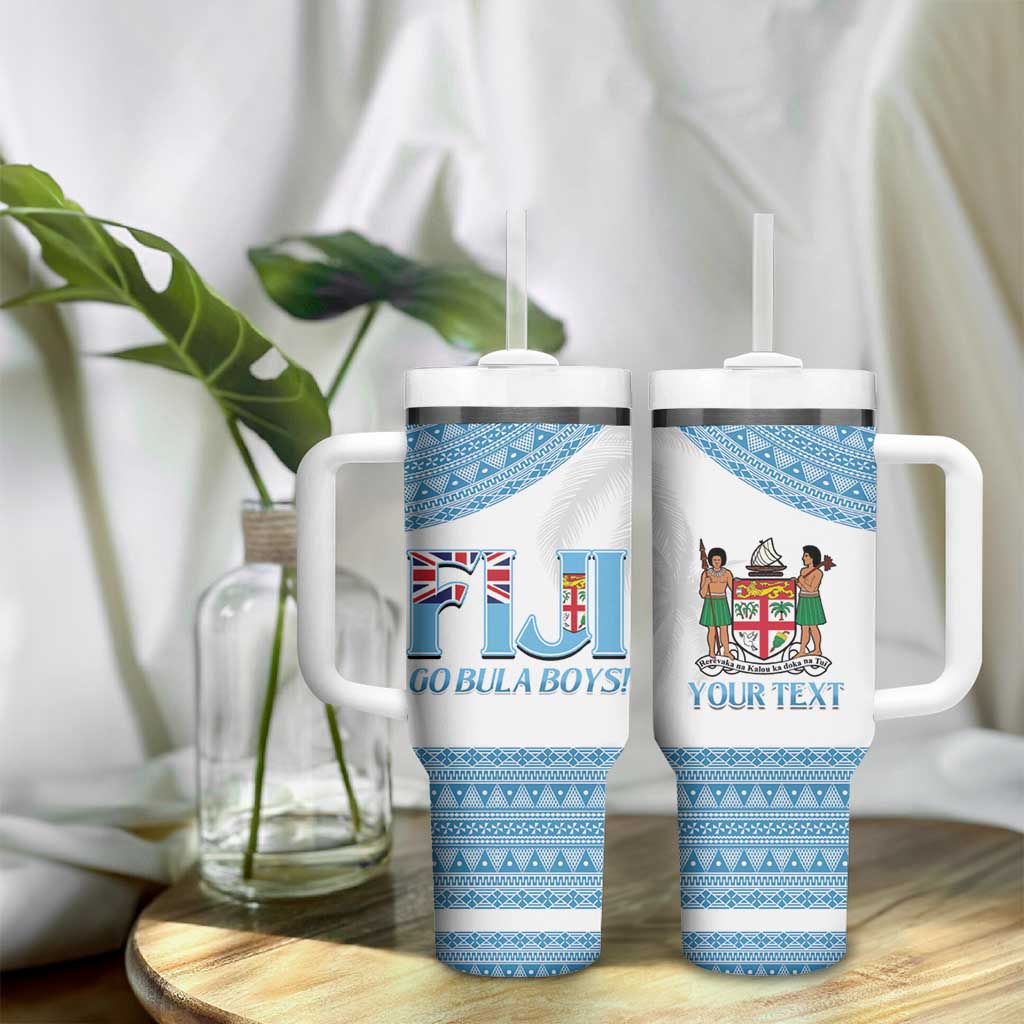 Custom Fiji Tapa Football Tumbler With Handle Go Bula Boy!
